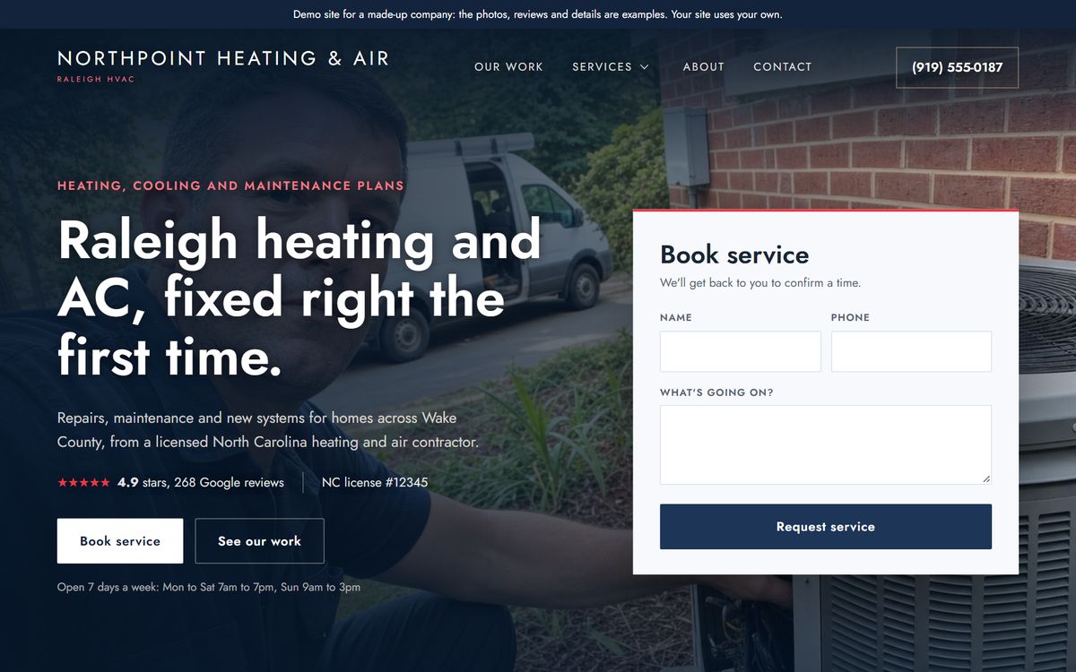 Northpoint Heating & Air website on a desktop